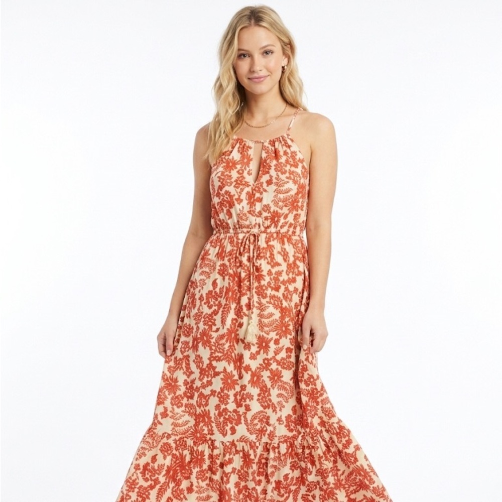 Main strip boho floral maxi dress size medium